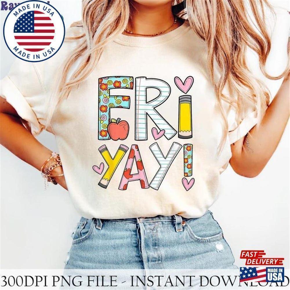 Fri Yay Happy Friday Retro Teacher Back To School Graphic T-Shirt